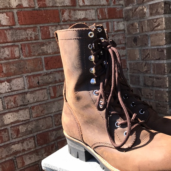 New JEFFREY CAMPBELL Brown Leather Combat Style Lace Up Boots - Picture 4 of 9